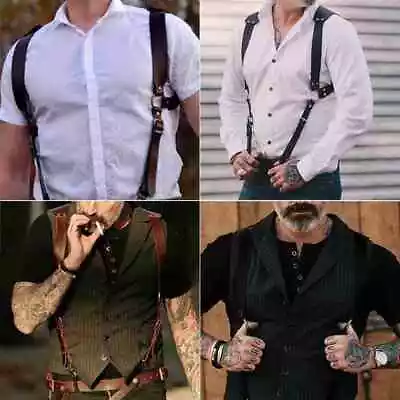 Adjustable Leather Shoulder Chest Belt Suspender Harness For Men Stra Gift • $8.02