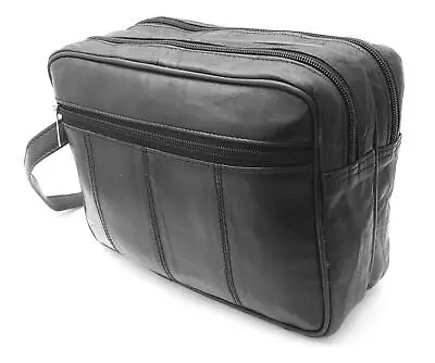 ODS:UK® Mens Genuine Leather Toiletry Travel WASH Gym Bag Travel KIT Overnight B • £7.95