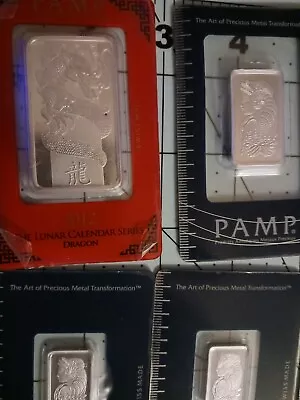 *9 PIECE DEAL* PAMP Suisse Assorted Silver Minted Bars - 91.5 Grams Almost 3 Oz • £78.02