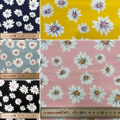 100% Superior Cotton Poplin Smiling Daisy Daisies In 5 Colours 140cm Wide • £2.99