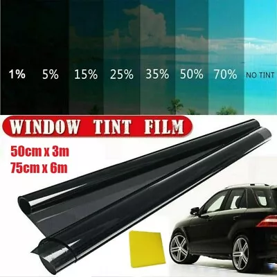 $11.99 • Buy Window Tint Film Black Roll 5% 20% VLT Car Home House Tinting Tools