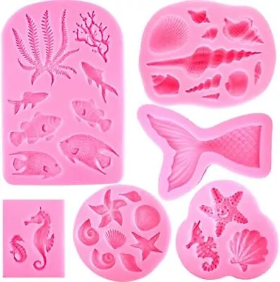 Silicone Mold Marine Fondant Cake Mold 6 Pieces Mermaid Tail Chocolate Candy Soa • $16.99