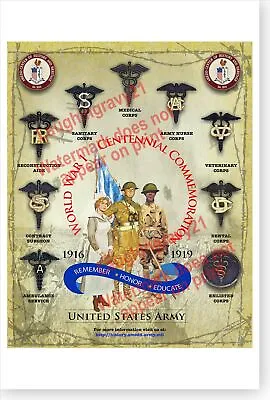 US Army Medical Department AMEDD WWI Centennial Commemoration Poster • $14.49