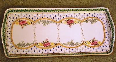 Vintage PARIS ROYAL 13.5  Hand Painted Porcelain VANITY TRAY Roses Leaves W GOLD • $33.99