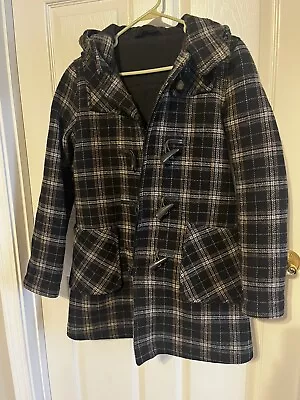 Original Montgomery Toggle Duffle Wool Coat Brown Plaid Women’s 30 EUR 6 • $38