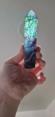 £35 • Buy 245g Rainbow Fluorite Large Crystal Tower W Druzy - Crystal Healing, Decoration