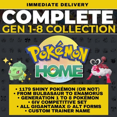 $34.99 • Buy Pokémon HOME Full Shiny Living Dex Complete Sword Arceus Generation 1-8 Pokemon