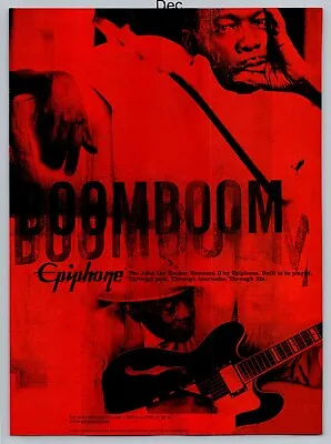 John Lee Hooker Epiphone Sheraton II Guitar Boom Boom 2002 Full Page Print Ad • $11.99