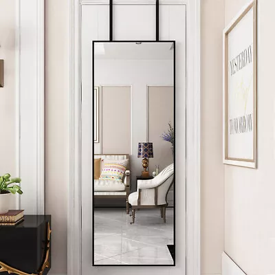 £22.94 • Buy Over The Door Full Length Mirror Black Framed Hanging Bedroom Wardrobe Workout