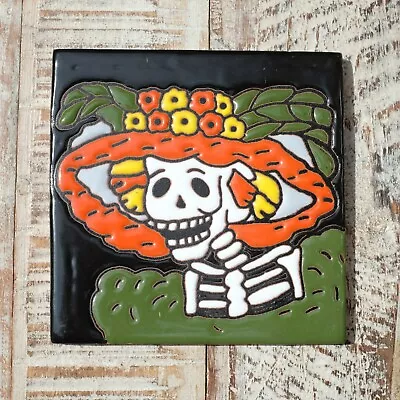 MEXICAN Relief TILE 10.5X10.5 CMS Catrina • £4.95