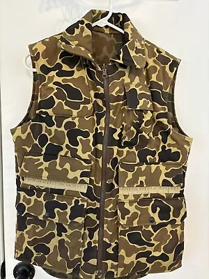 Vintage Woolrich Reversible Duck Hunting Tan Camo Vest Made In USA Size Small • $47.50