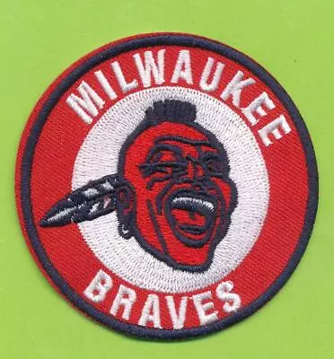 3   Circular Milwaukee Braves Embroidered Iron On Patch Retro Logo (1953-65) • $6