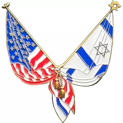 EL4-014 Israel And American Flag Israeli Jewish Support Pin 2 Inch With Dual Pin • $13.99