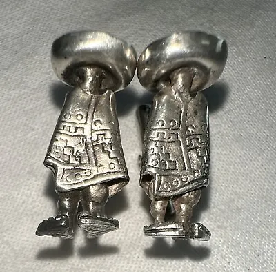 Vintage Mexican Taxco 925 Sterling Figurine Cufflinks Button Hole Pin. • $29