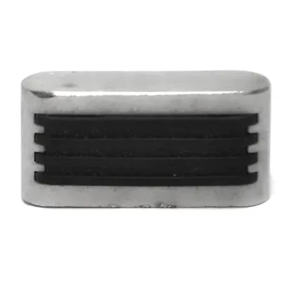 Silver Steel Black Rubber Center Drawer Pull Cabinet Handle Mid-Century Modern • $3.73
