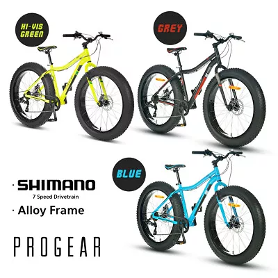 $759 • Buy PROGEAR Cracker Fat Tyre Bike 17  X 26  Shimano 7-Speed Alloy Frame Bicycle
