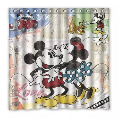 Disney Vintage Mickey Mouse Love Print Shower Curtain Size 71  X 71  With Hooks • $23