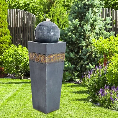 £95.95 • Buy 80cm Tall LED Outdoor Stone Rotating Ball Water Fountain Feature Garden Decor UK