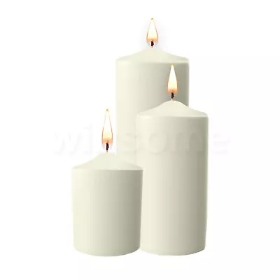 Unscented Church Pillar Candles Thick Round White Classic Candle Long Burn Time • £7.66