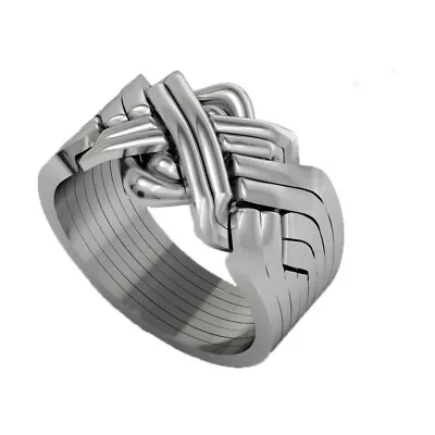 Criss Cross Puzzle Ring 925 Silver Handmade  8 Band Classical Turkish Puzzle • $59.99