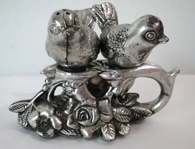 Vintage Silver Tone Plastic Birds On Branch Salt And Pepper Shakers Hong Kong  • $7.50