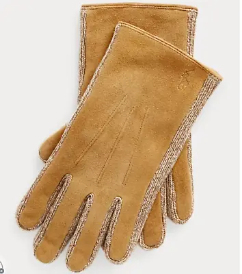 Polo Ralph Lauren Suede And Wool-Blend Touch Screen Gloves Size L NWT • $86