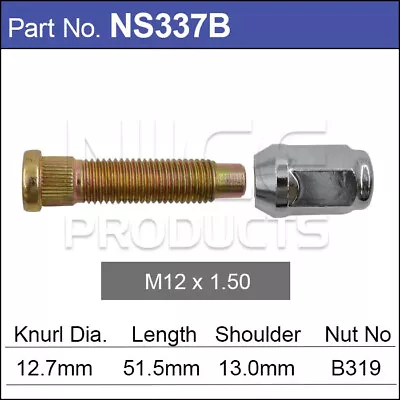 Nice NS337B Wheel Stud & Nut For Holden RG Colorado W/ Alloy Wheels 2012 - 2020 • $27