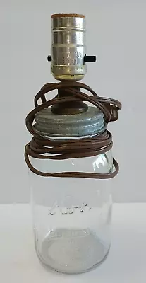 Mason Jar Lamp Vintage Repurposed Kerr Self Sealing Quart Size 90  Cord 10  Tall • $25