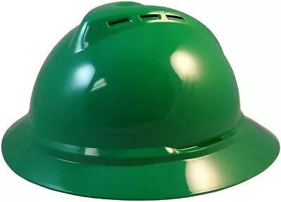 MSA Advance Full Brim Vented Hard Hat With 6 Point Ratchet Suspension Green • $43.99