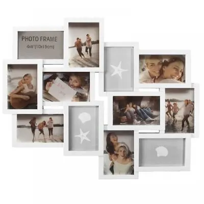 Large White Embossed Wall Hanging Photo Frame 12 Multi Picture Holder Aperture • £14.99