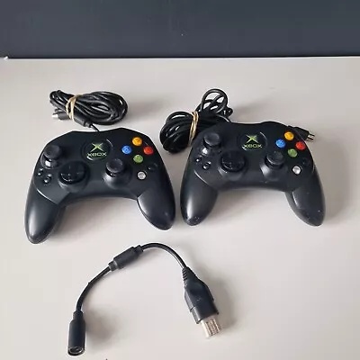 2x Official Wired Xbox Original Controllers Type S - UNTESTED • £19.99