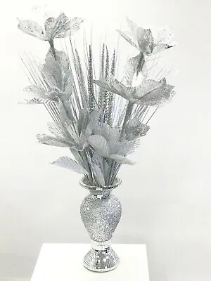 £19.99 • Buy Mosaic Vase And Flowers Diamond Silver Crystal Decorative Mirror Luxury Romany U