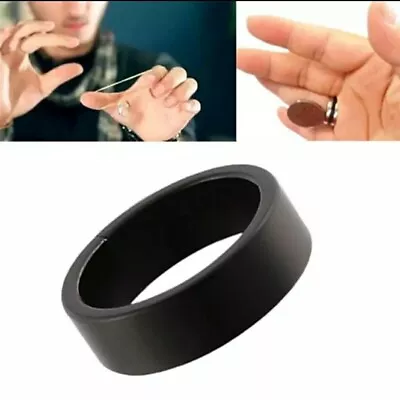 Magic Trick Ring Strong Magnetic Black Prop Learn Beginner Illusions T5 • $12.05