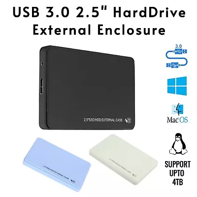 USB 3.0 SATA External Hard Drive Case 2.5 Inch Enclosure Caddy HDD SSD Laptop UK • £5.55