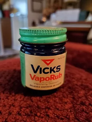 Vintage Vicks VapoRub 1.3 Oz Rare Glass Jar With Label And VapoRub • $19.99