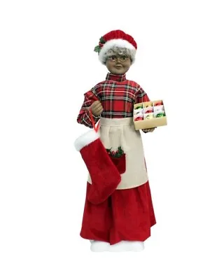 28.5  Animated Musical Black Mrs Claus Ornaments Red Berry Christmas Holiday • $99.99