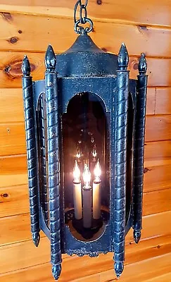 Vintage Mid Century 1960's-70's Gothic Medieval Tudor Hanging Swag Lamp/Light  • $403.75