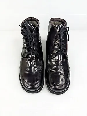 Vintage 80s PVC Black Leather Boat GABOR Lace Up Ankle Boots Size UK 5 AU7  • $35