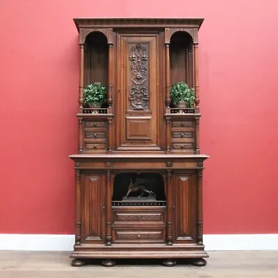 $2495 • Buy Antique French Sideboard, Walnut Bookcase, China Cabinet, 2 Height Hall Cupboard