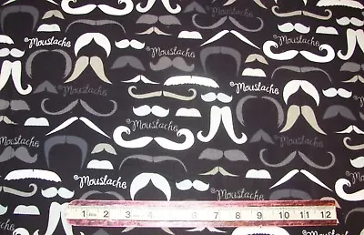 13  X 42  Mustaches Handlebar Horseshoe Walrus Pencil Chevron On Cotton FLANNEL • $2.46