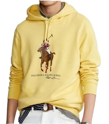 Polo Ralph Lauren Men's 3XB Big & Tall Equestrian Bear Polo Player Yellow Hoodie • $106.24