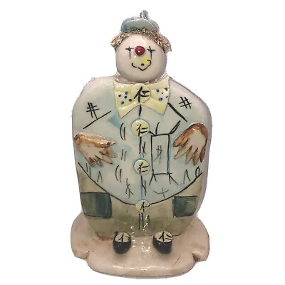 Vintage Lino Zampiva Made In Italy Large 7” Flat Pottery Clown Figurine • £14