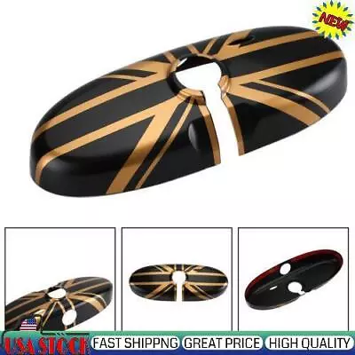 Union Jack UK Flag Rear View Mirror Cover For MINI Cooper R55 R56 R57 Black/Gold • $21.63