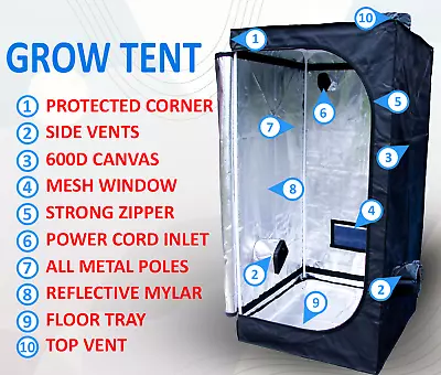 £49.55 • Buy Grow Tent Grow Box Indoor Growing Hydroponics Silver Mylar Small Large Tent