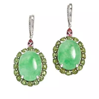 Colleen Lopez Sterling Silver Milky Jade And Multi-Gemstone Drop Earrings • $203.99