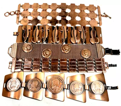 Lot Of 5 Vintage 1960's Genuine Copper Bracelets 2 Renoir 1 Sigrid 2 Unsigned • $99