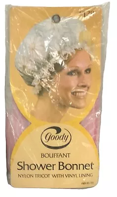 Vintage 1973 GOODY Shower Bonnet Nylon Tricot Vinyl Lining Shower Cap Daisy Pink • $11.95