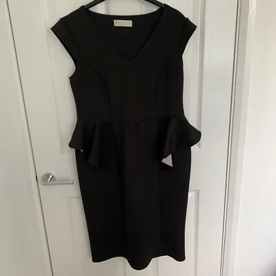 £3.99 • Buy Dorothy Perkins Size 14 Black Bodycon Dress  Peplum Knee Length ~ Stunning~new