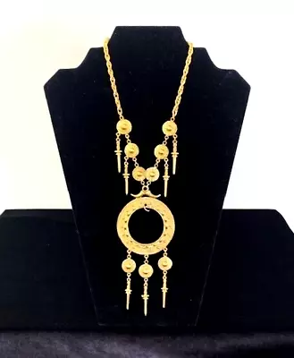 VTG Signed TRIFARI Gold Tn TRIBAL VIKING Necklace Shields Daggers - No Medallion • $149.95