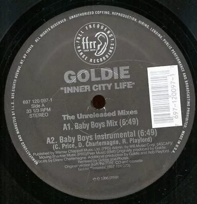 Goldie- Inner City Life Unreleased Mixes Metalheadz Vinyl Jungle Drum&Bass VG+ • £14.99